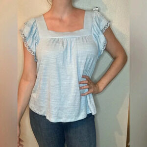 Adrienne Vittadini Light Blue Blouse Size Large